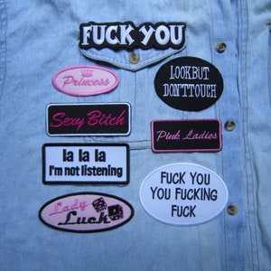 Funny Slogan Embroidered Patch - Rude Biker Iron-On Applique