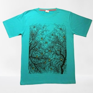 Wise Night Owls Birds On Tree Branches/Natural/Animals/Forest/Graphic/Graffiti/Vintage/Funny 100% Soft Cotton Casual Women/Men Top T Shirt