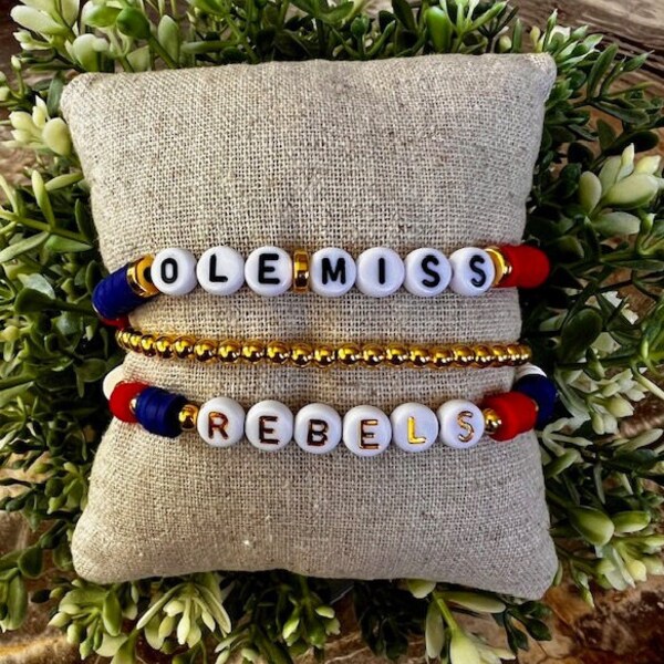 Ole Miss Mississippi Game Day Stack, Set of 3 Bracelets. Perfect for College, Graduation, High School, Commitment or Signing Gift