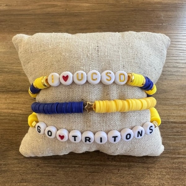 UCSD Game Day Stack, Set of 3 Bracelets. Perfect for College, Graduation, High School, Commitment or Signing Gift