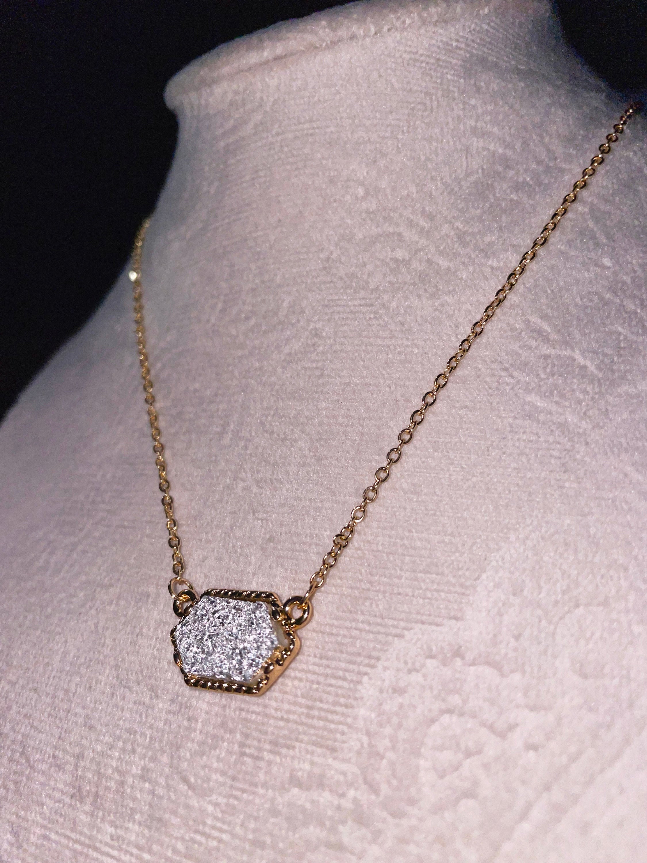 Gold crystal necklace Etsy