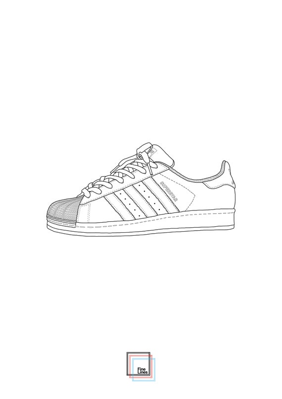 compartir panel Fondo verde Adidas Superstar Line Illustration Print - Etsy UK