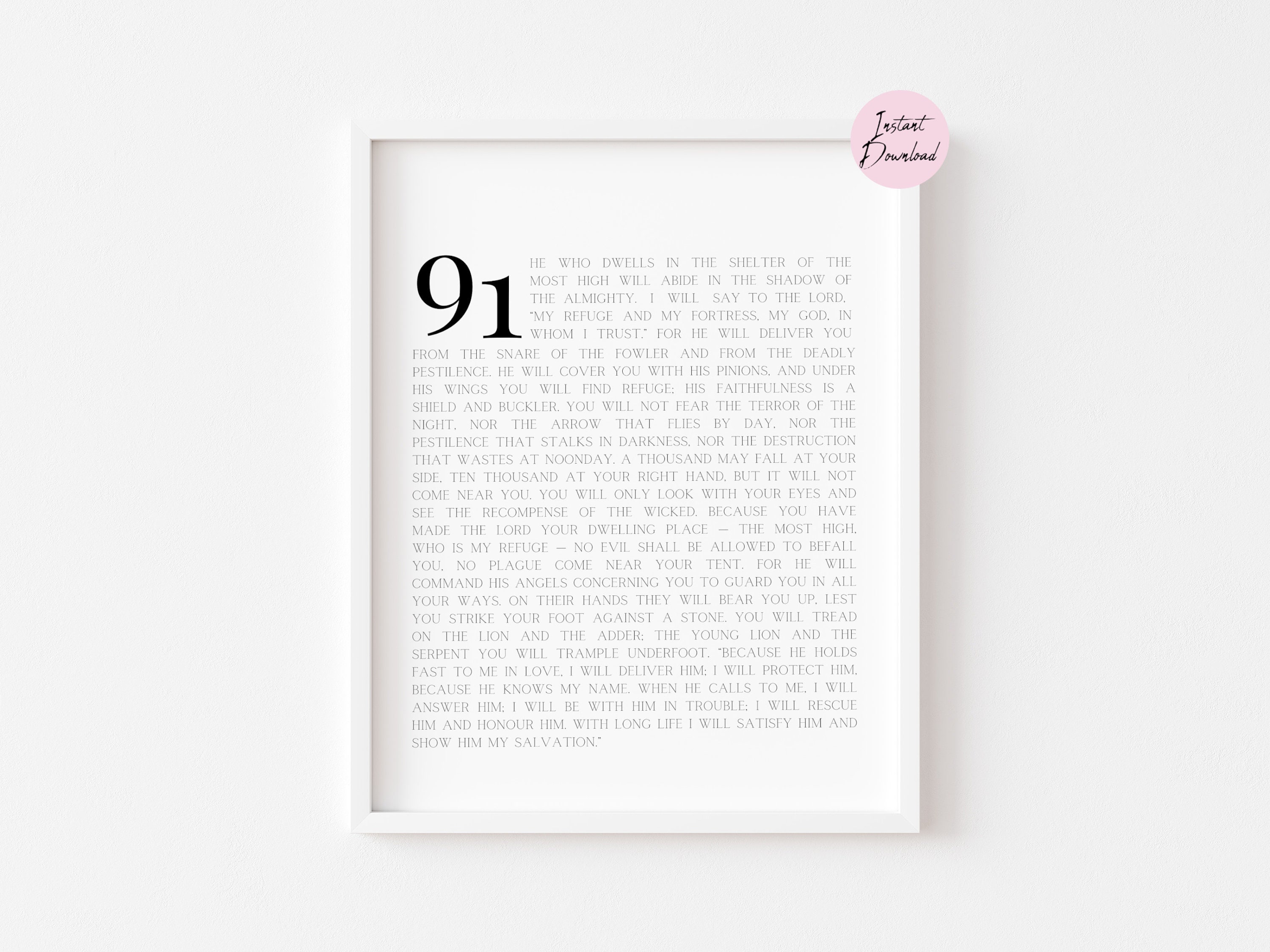 Psalm 91 Printable Bible Verse Print Christian Wall Art - Etsy