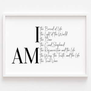 Gesù Io Sono, stampa artistica con versetto biblico, decorazione cristiana per la casa, stampa con versetto delle Scritture, regalo cristiano, arte cristiana da parete, stampa cristiana incorniciata