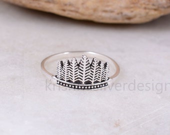 Tree Ring, Forest Ring, Rings For Women,silver plated brass Ring, Birthday Gift For Women, Stacking Ring, Nature Rings, Pine Tree, Evergreen