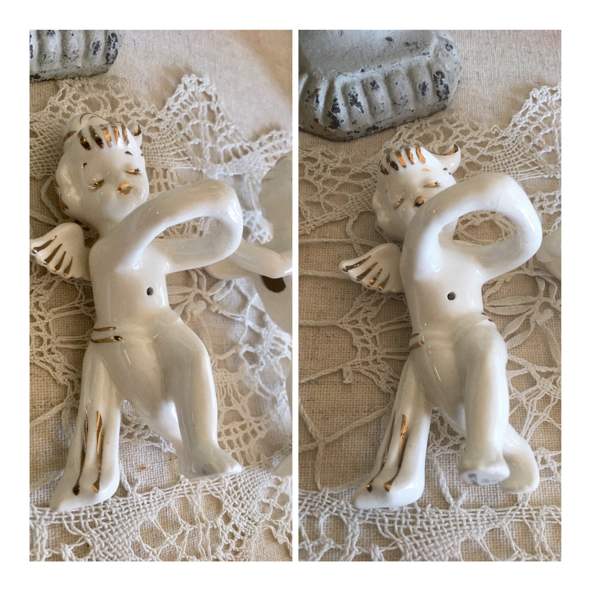 Vintage Christmas Howard Holt Angel Huggers and Candle Sticks Etsy