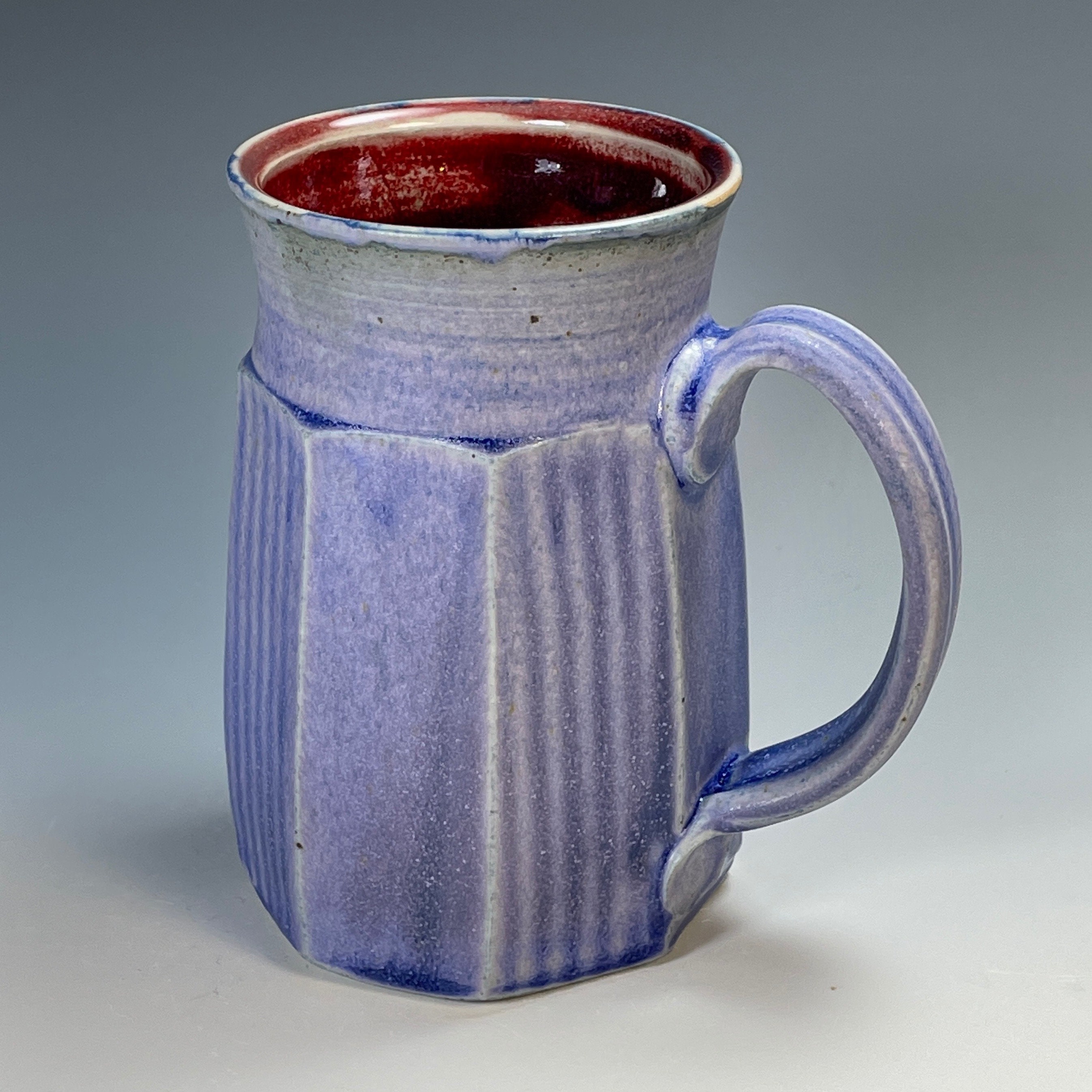 Hand thrown stoneware mug 5x5x4 with lavender and copper red Etsy