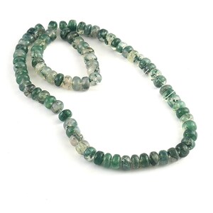 GORGEOUS&#39;&#39;&#39;&#39;&#39; 17 inches Size:- A(-6mm) B-(8mm). Natural Moss Agate Roundel Beads  Strands.  Moss Agate for jewelry.