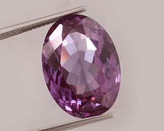 Color Change Alexandrite Gemstone – 18x13mm. 17.5Cts. Lab Grown Oval Cut, June Birthstone