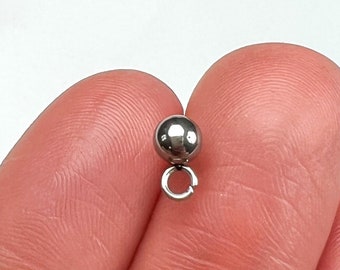 304 Stainless Steel 4mm Ball Earring Posts, Hypoallergenic Earring Posts, Ball Post Earring, Ball Stud Earring With Loop, Earring Findings