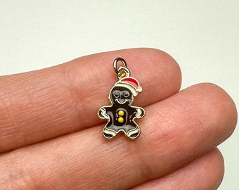 Gold Plated Gingerbread Man Charms, Unique Earring Charms, Gold Earring Findings, Jewelry Supplies, Christmas Charms
