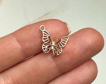 18K Gold Plated Monarch Butterfly Charm, Gold Jewelry Findings, Shiny Earring Charms