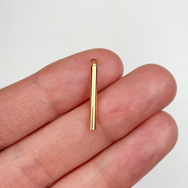 18K Gold Plated Bar Earring Charms, Long Stick Charm, Earring Connectors, Jewelry Making