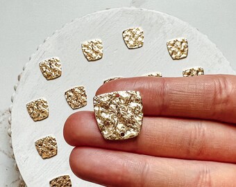 18K Gold Plated Textured Trapezoid Connector Charms, Earring Findings, Jewelry Supplies