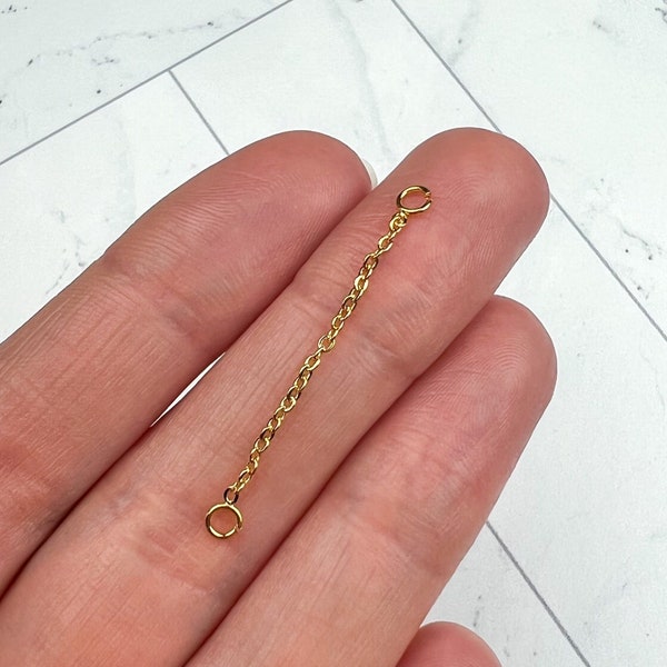 35mm 18K Gold Plated Chain Link Connectors, Gold Earring Findings, Jewelry Supplies
