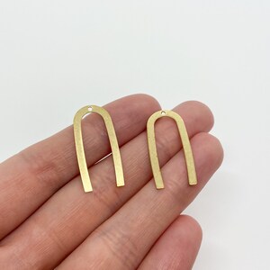 Brass U Shape Pendant Charms, Brass Earring Components, Geometric Earring Connectors, Raw Brass Findings