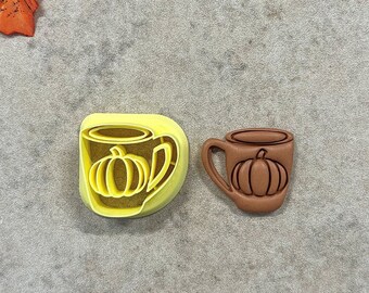 Pumpkin Coffee Cup Clay Cutter For Earring Making, 3D Printed Sharp Tapered Edge, Ready To Ship Polymer Tool