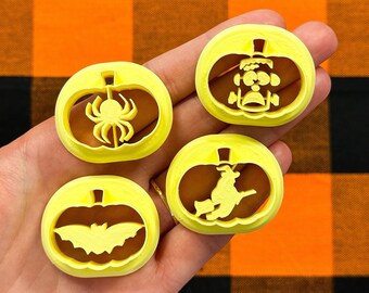 Jack-O-Lantern Clay Cutter Bundle, Halloween Clay Cutters, Fall Clay Cutters, Embossing Cutters, Polymer Clay Tools, Ready To Ship