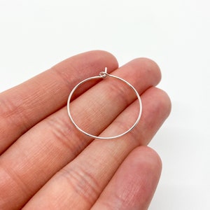 25mm Silver Hoops Earwire, DIY Earring Hoops, Earring Findings, Silver Wine Charm Rings