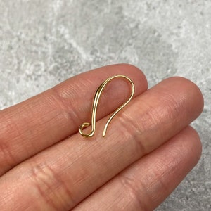 18K Gold Plated Brass Earring Hooks, Long Earring Wires, Long Earring Hooks, Gold Plated Earwires, Earring Findings