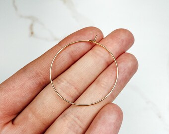 35mm 18K Gold Plated Hoop Findings, Gold Plated Earring Findings, Gold Plated Earring Hoops, Gold Plated Wine Charm Rings
