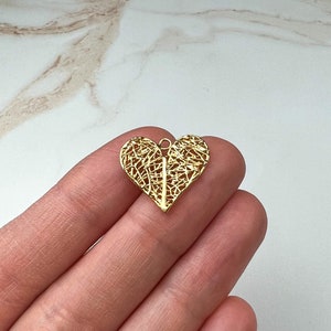 18K Gold Plated Heart Charms, Valentines Day, Earring Findings, Jewelry Supplies