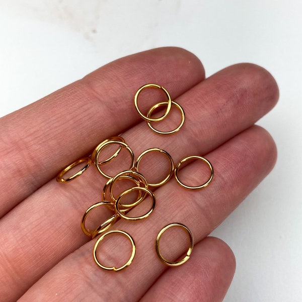 8mm 18K Gold Plated Stainless Steel Jump Rings, Open Jump Rings, 20 Gauge Jump Rings, Bulk Gold Jump Rings, Jewelry Findings