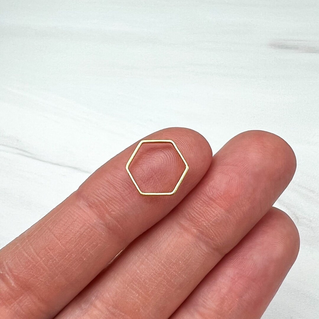 24K Gold Plated Hexagon Charms, Clay Earrings Making, Earring Supplies