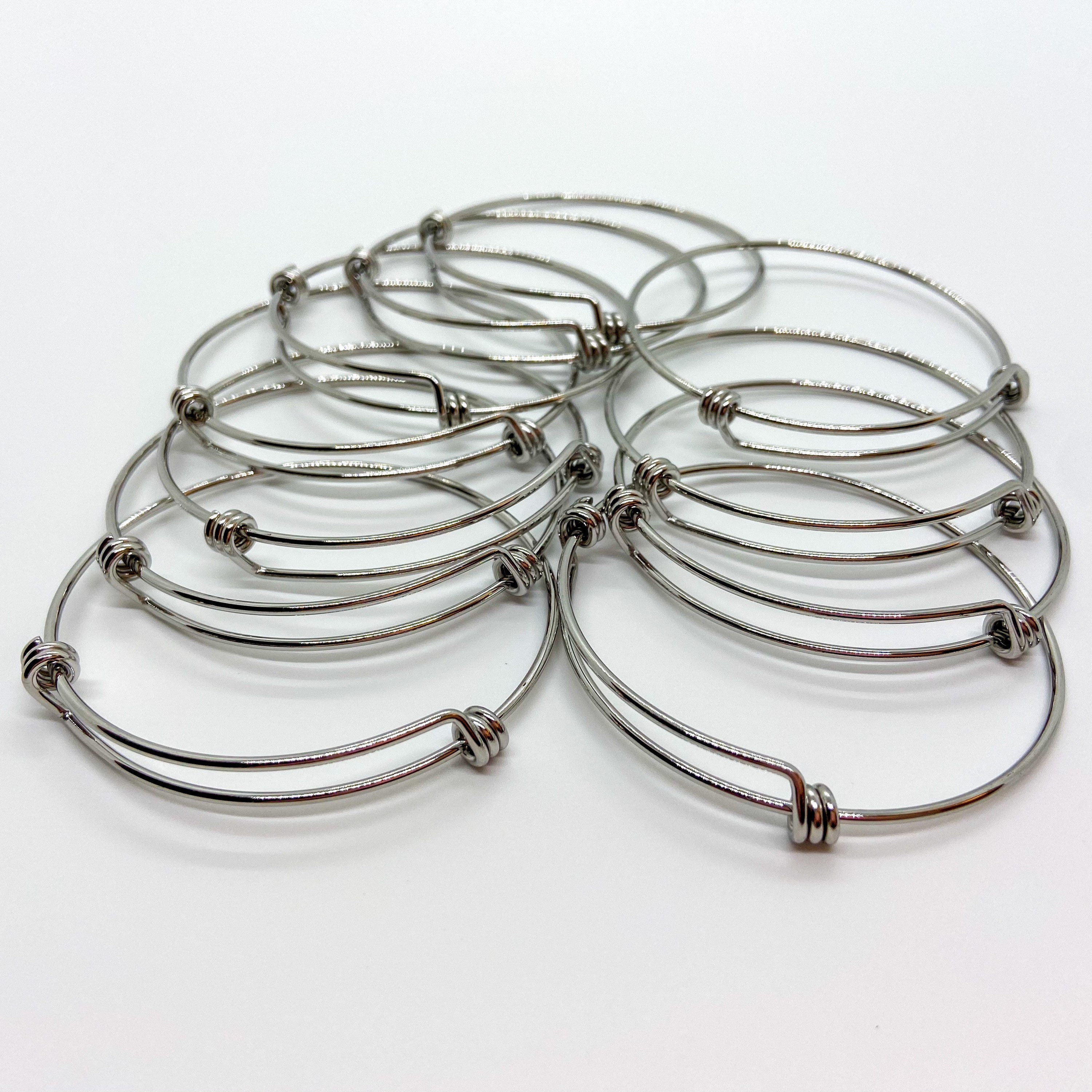 Men's Steel Art Stainless Steel With Black Leather Thread Bangle Bracelet  (8
