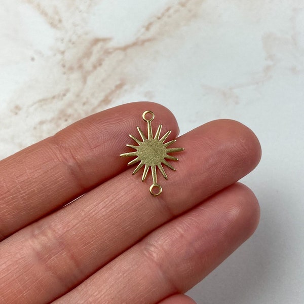 Brass Sun Charms, Raw Brass Star Pendant, Earring Findings, Sun Pendant, Jewelry Supplies, Earring Charms