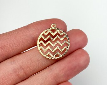 18K Gold Plated Chevron Christmas Ornament Charms, Earring Findings, Jewelry Supplies, Earring Charms