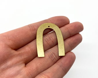 Brass U Shape Pendant Charms, Brass Earring Components, Geometric Earring Connectors, Raw Brass Findings