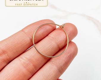 Gold Beading Hoops for Polymer Clay Earrings, 25mm Round Hoop Earring Findings, Ships from USA, Bulk DIY Jewelry Making Supplies