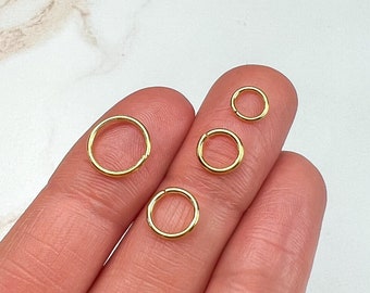 24K Gold Open Jump Rings, 18 Gauge Findings for Polymer Clay Earrings & Jewelry Making, Connectors, 5, 6, 7, 8, 10mm Sizes