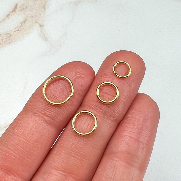 24K Gold Plated Open Jump Rings 100 Pieces, Bulk Gold Jump Rings, 18 Gauge Jump Rings, Bulk Jewelry Supplies