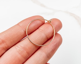 25mm 18K Gold Hoop Earring Findings, Hypoallergenic Beading Hoops for Polymer Clay & DIY Earrings, Round Ear Wire, Jewelry Making