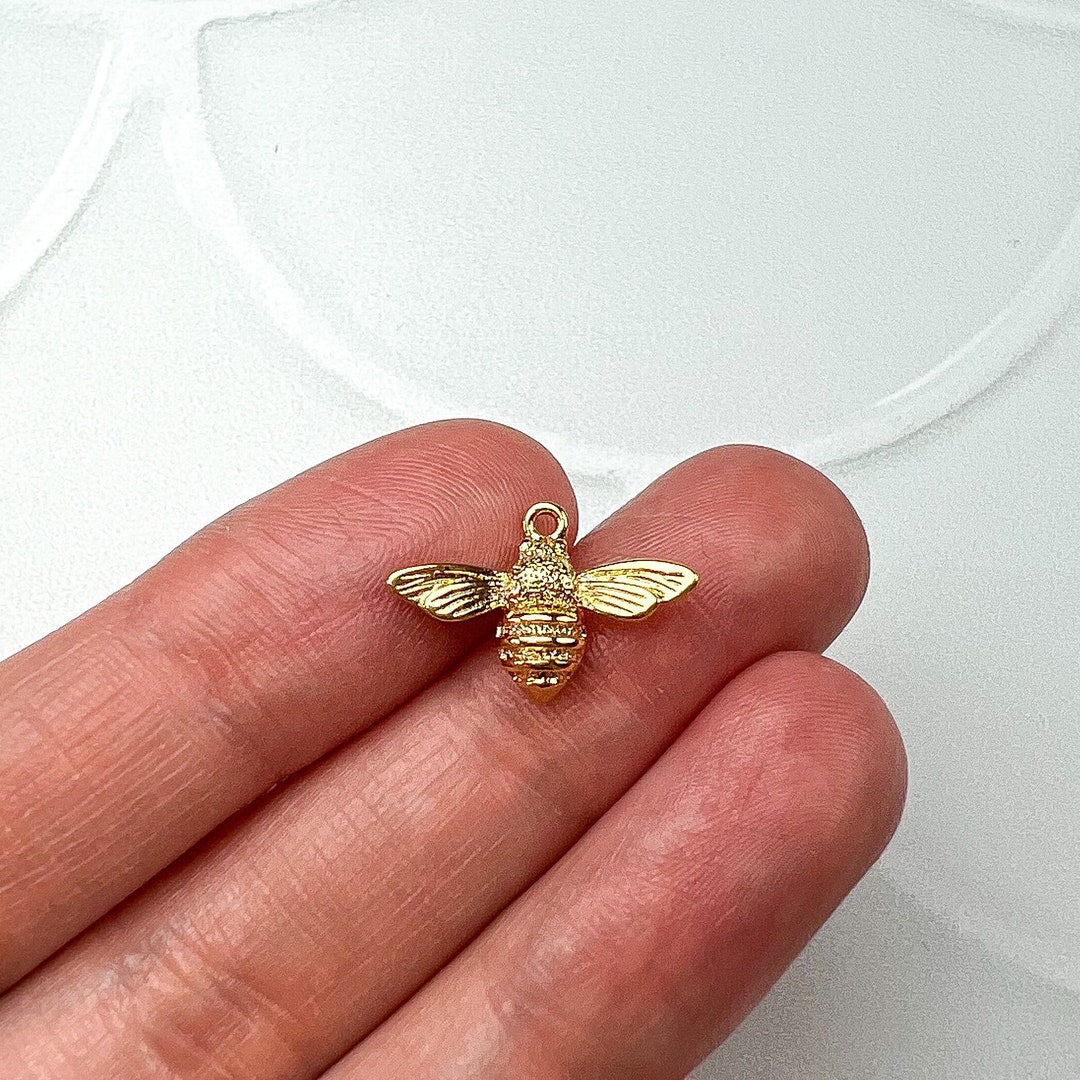 Gold Glitter Bee Charm