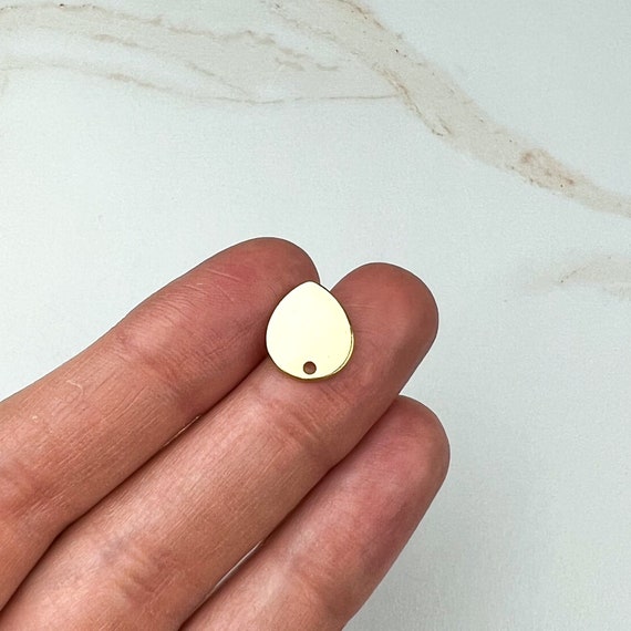 18K Gold Plated Wide Teardrop Earring Posts, Gold Plated Stud Earring Findings, Hypoallergenic Earring Components, Jewelry Making