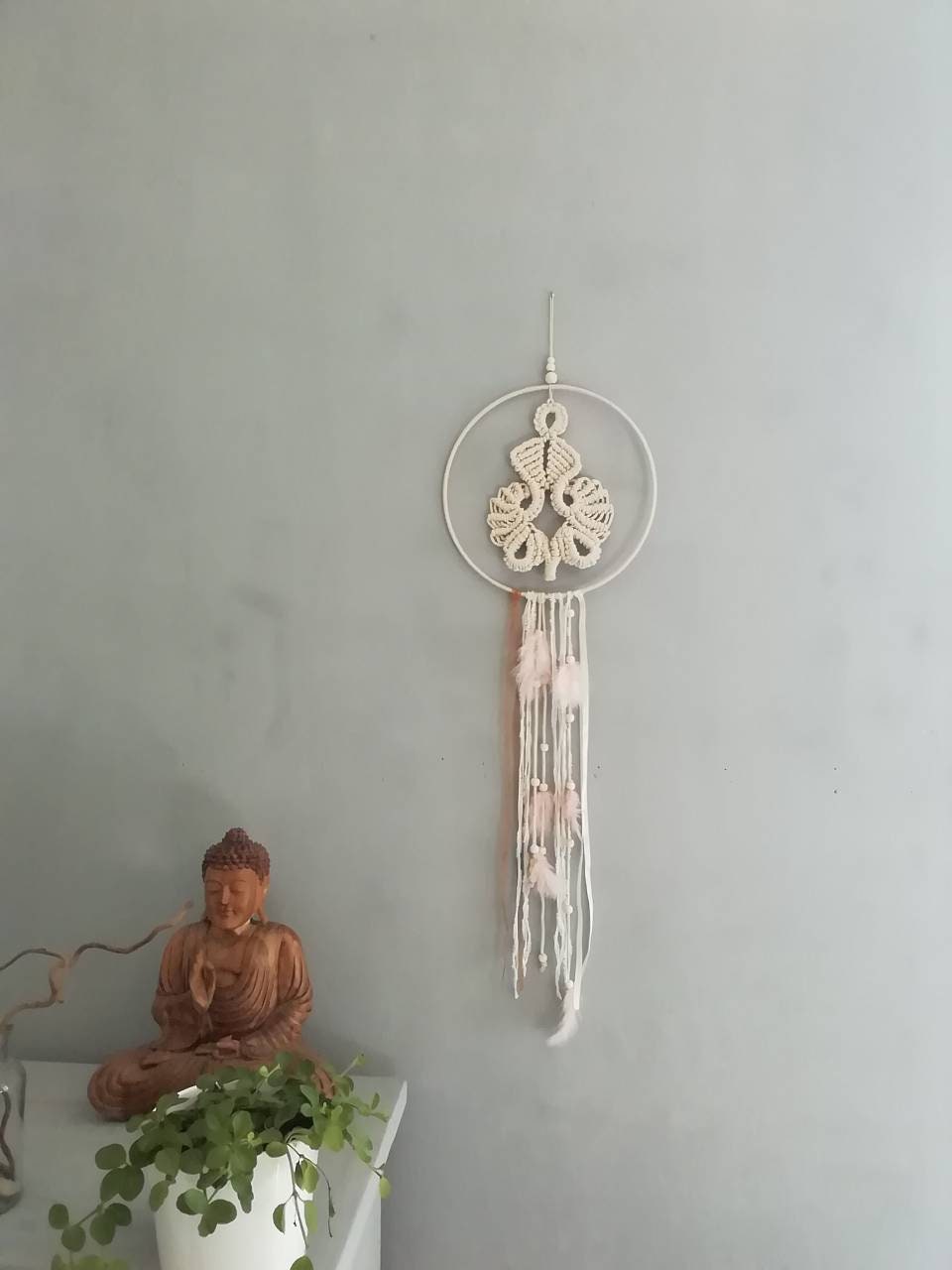 Attrape Rêves Macramé Beige, Boho.