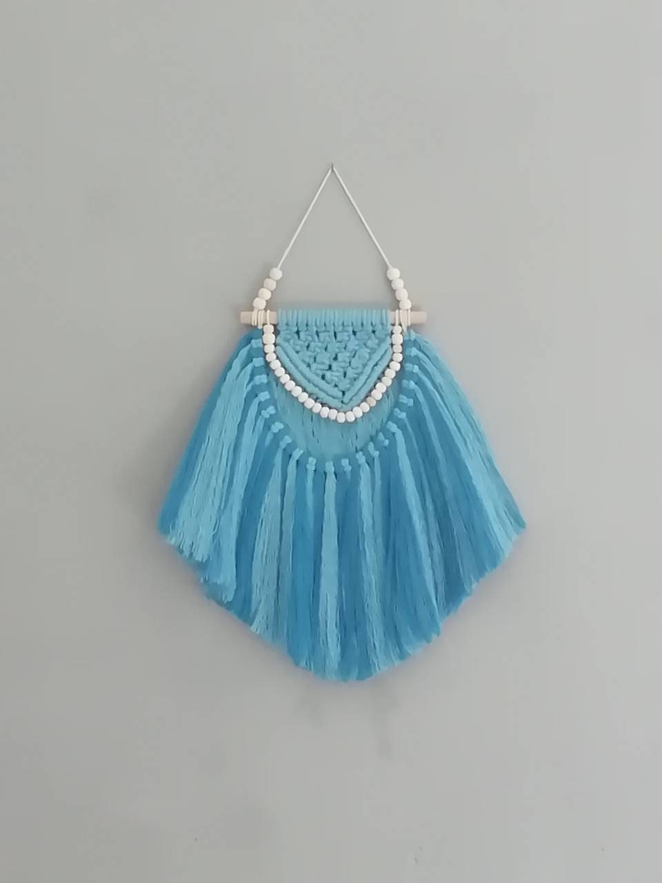 Macramé, Tenture Murale, Bleu.