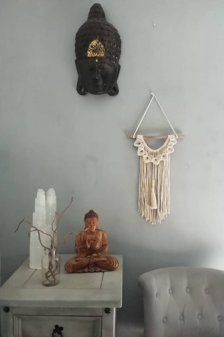 Macramé Moderne, Boho, Couleur Beige Naturelle, Décoration Murale.