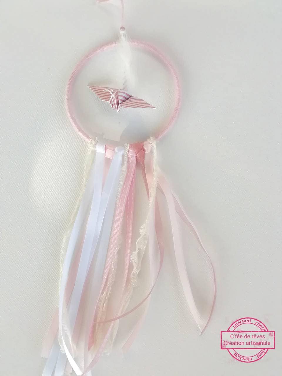 Origami, Attrape-Rêves, Mobile, Grue, Rose et Blanc, Chambre d'enfant.
