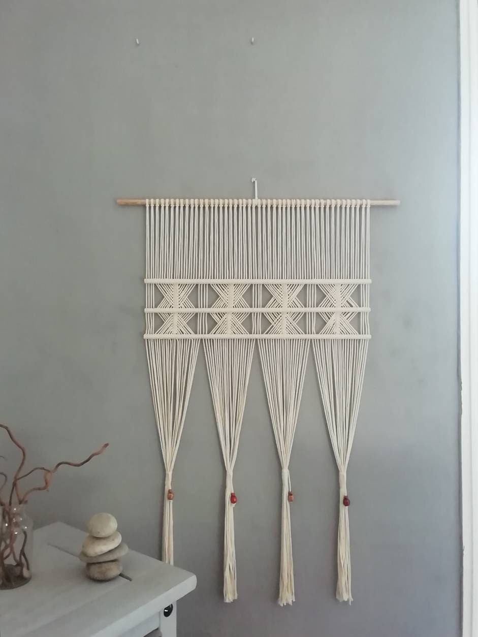 Macramé, Tenture Murale, Blanc.