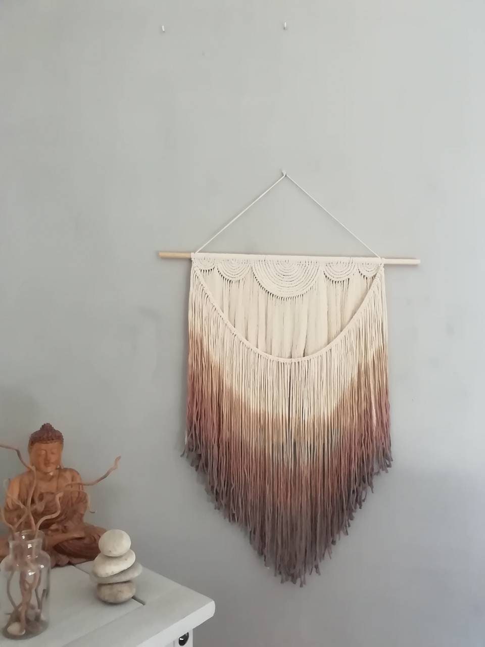 Macramé, Tenture Murale, Moderne, Dégradé Marron.