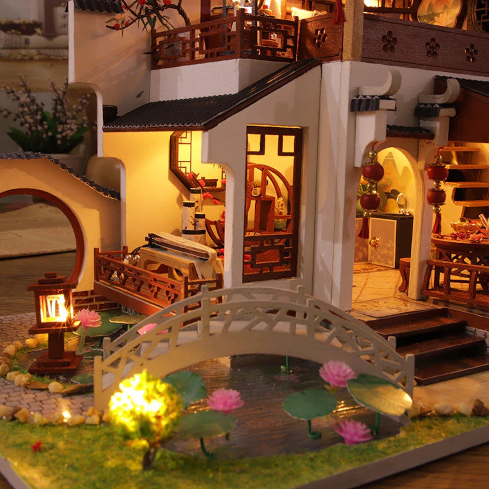 Wooden Doll House Villa DIY Kit Self Assembly Miniature With Etsy UK