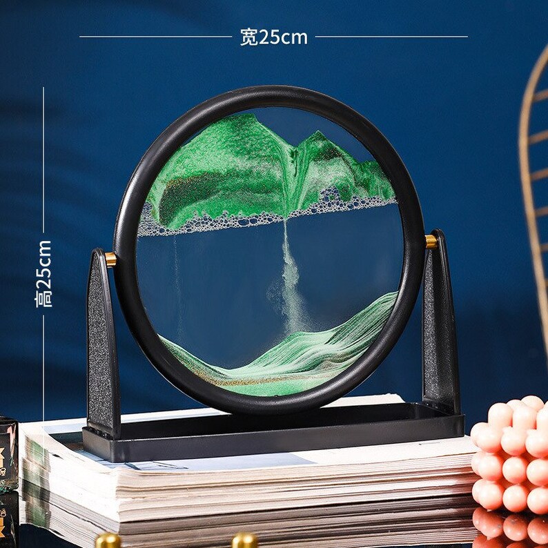 New 3D Hourglass Moving Sand Art Picture Round Glass for Home
