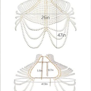 Adjustable Size Women's Pearl Body Chain Bra Shawl Pearls Body Jewelry image 10
