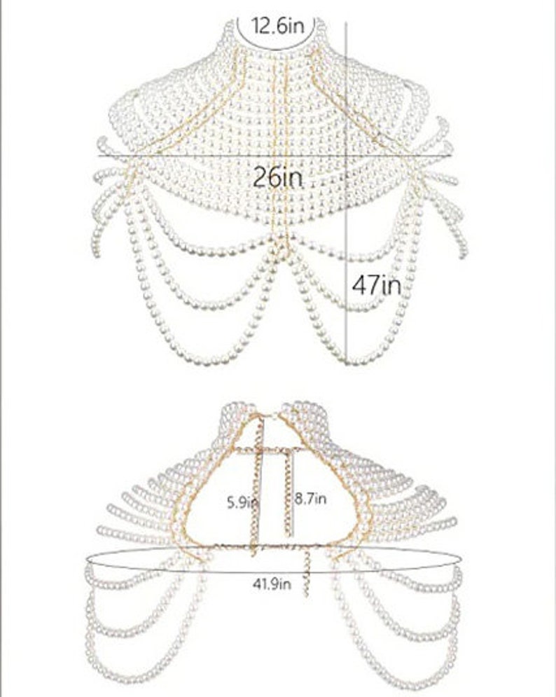 Adjustable Size Women's Pearl Body Chain Bra Shawl Pearls Body Jewelry image 10