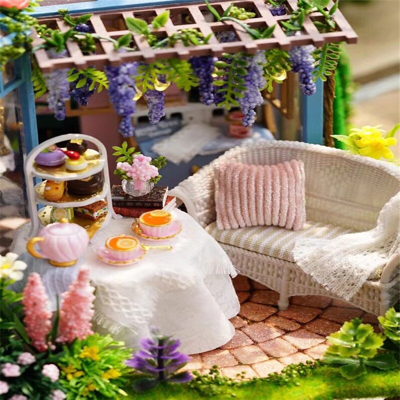 DIY Wooden Doll House Kit Rose Garden Tea House Assembled Etsy