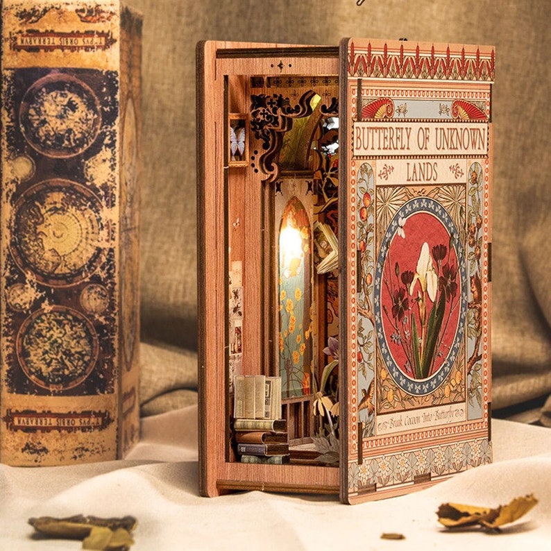 European Style Book Nook Kits DIY Wooden Bookshelf Miniature Etsy